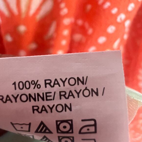 Lucky Brand Shirt Womens Large Orange Bishop Collar Festival Western Floral Boho - Picture 9 of 11